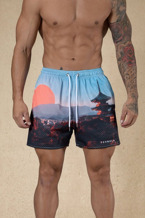 YoungLA 135 House Party Shorts Japanese Sunrise | 49185-EXYJ