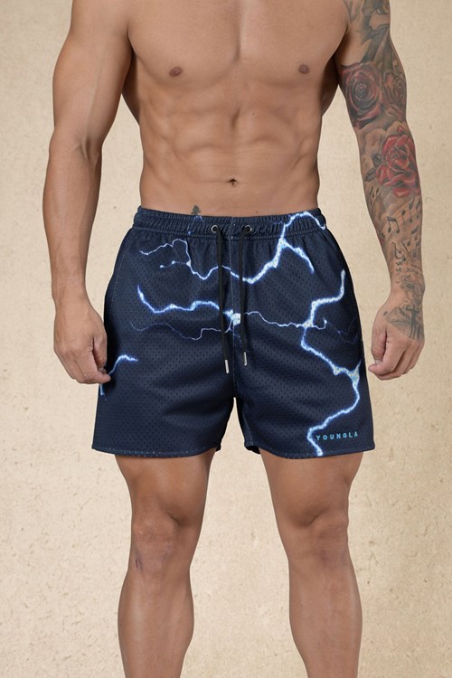 YoungLA 135 House Party Shorts Midnight Lightning | 86402-YECM