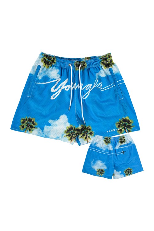 YoungLA 141 The Block Party Shorts Signature Clouds | 34815-VUFM