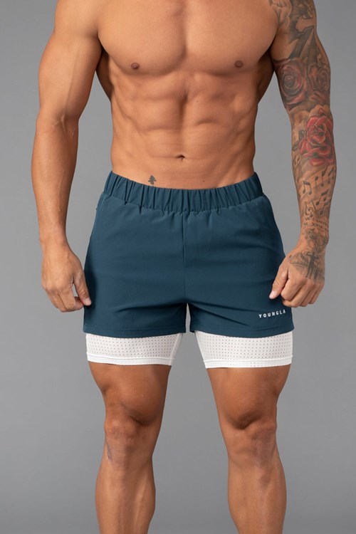 YoungLA 144 Peak Velocity Compression Shorts Teal | 39574-OTDN