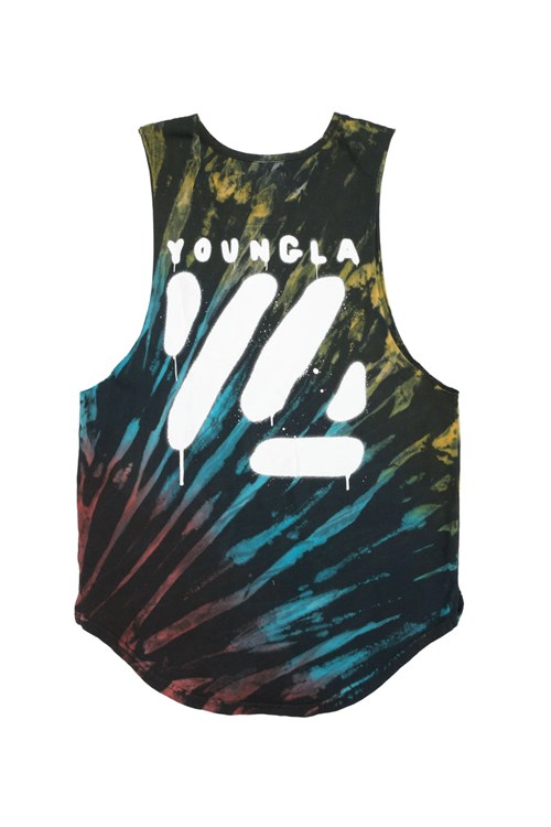 YoungLA 321 Tie Dye Bloc Cut Off Tanks Carnival | 50327-ERIW