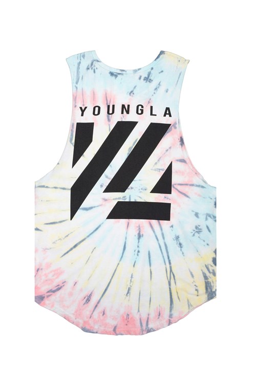 YoungLA 321 Tie Dye Bloc Cut Off Tanks Cotton Candy | 73061-BIYU