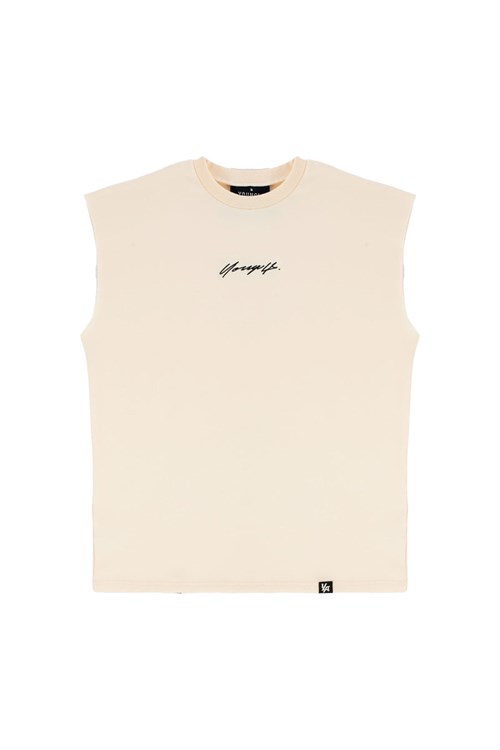 YoungLA 328 Drop Shoulder Cut Offs Off-White | 45601-SAZE