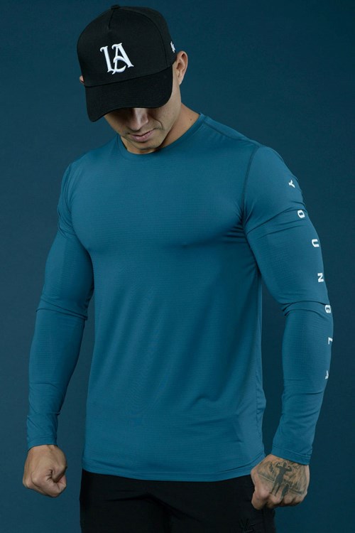 YoungLA 424 Zephyr Compression Long Sleeves Teal | 05739-NDJS