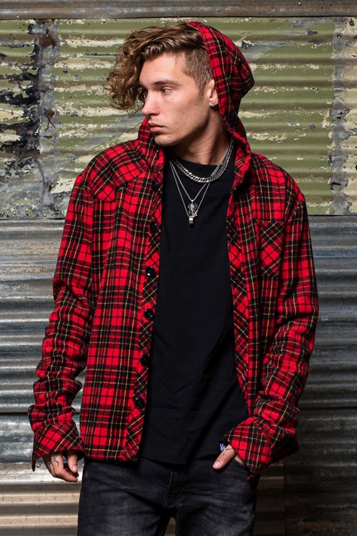 YoungLA 431 Mit Kapuze Flannels Rot | 35942-KJUM