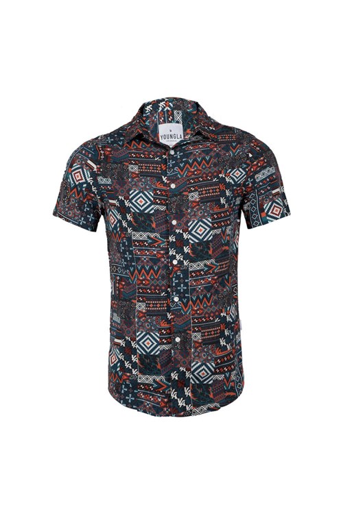 YoungLA 439 Miami Vice Kurzes Sleeve Shirts Ethnic Vibes | 14836-PBZW