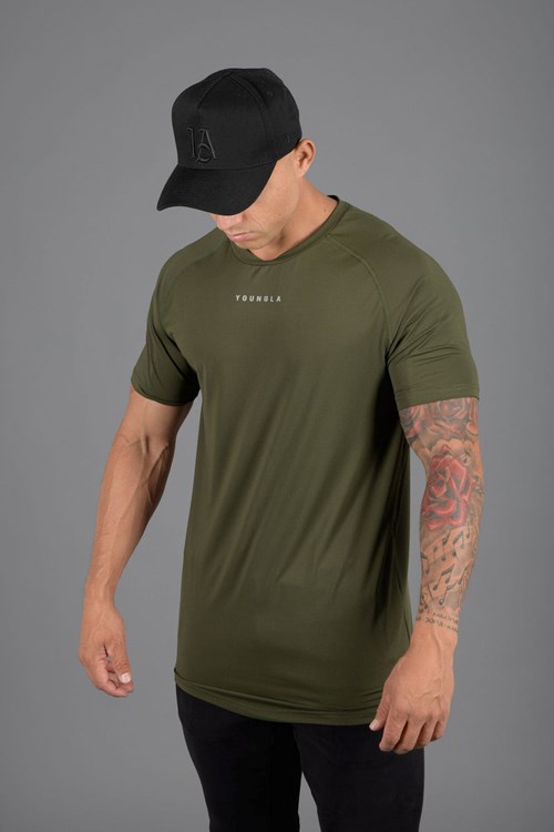 YoungLA 440 Performance Line Kurzes Sleeve Shirts Olivgrün | 04519-NYJO