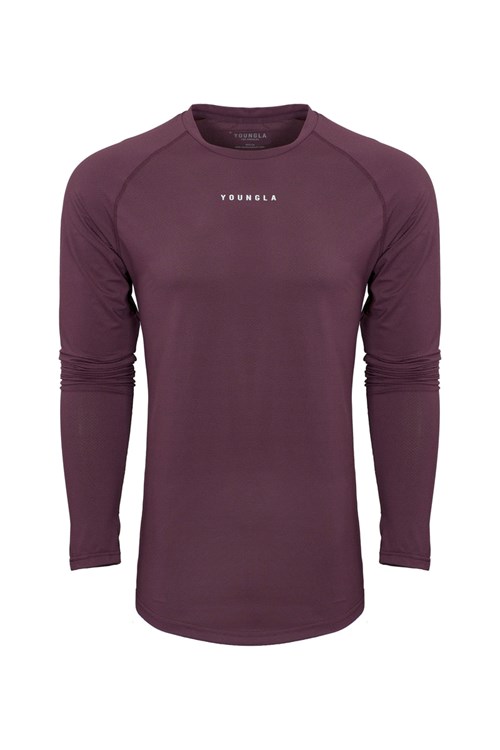 YoungLA 441 Performance Line Longsleeve Shirts Plum | 19780-WYMN