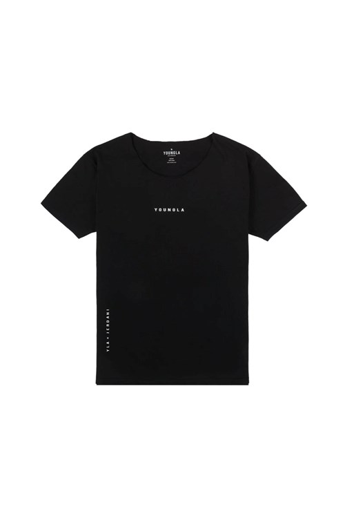 YoungLA 447 Weite neck Raw Cut Tee Schwarz | 92374-GJMP