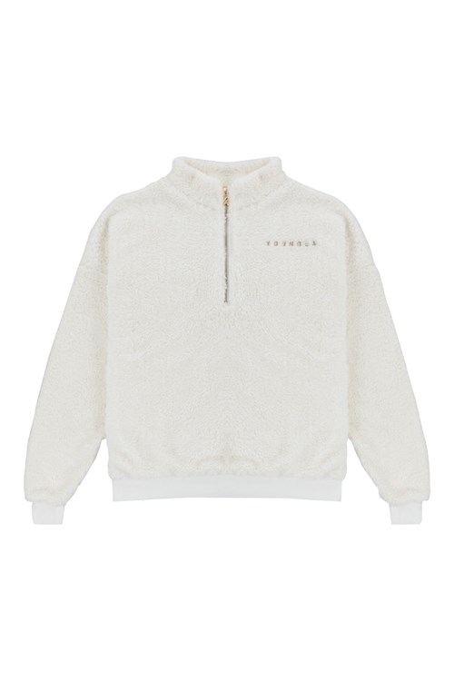 YoungLA 505 Quarter Zip Teddy Fleece Offwhite | 07214-GCYH