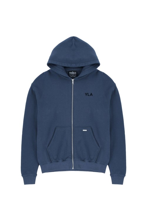 YoungLA 515 Monarch Zip-up Hoodie Navy Waschen | 47168-HVCI