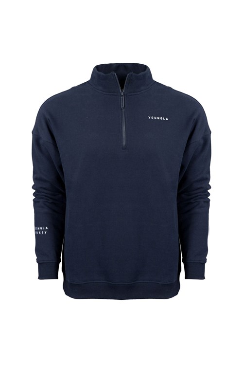 YoungLA 516 Alumni Quarter Zips Navy | 18549-WVYB