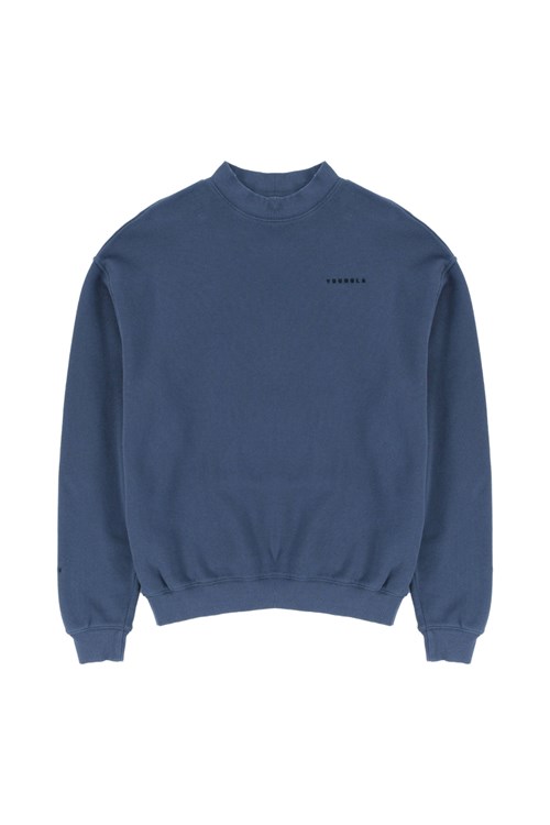 YoungLA 525 Monarch Mock-neck Pullover Navy Waschen | 06947-AFIZ