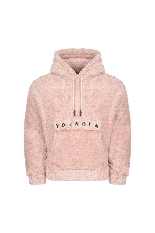 YoungLA 538 Kangaroo Teddy Fleece Hoodies Salmon | 23745-ZTCL