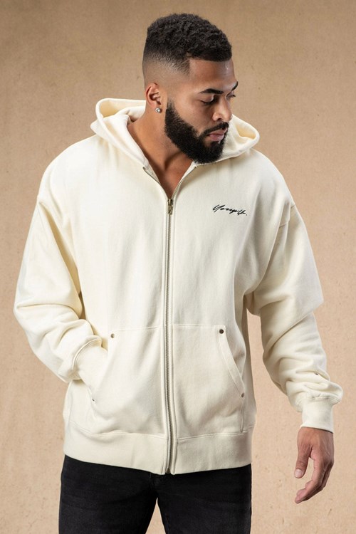 YoungLA 546 Rivet Zipup Hoodies Off-White | 27934-RKWX