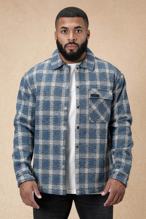 YoungLA 556 High Profile Flannel Jacket Blau | 13475-MQZI