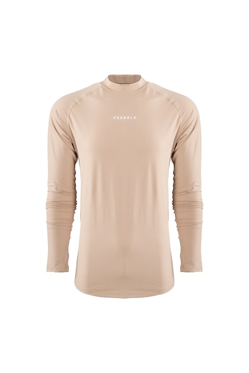 YoungLA 808 High Neck Compression Shirt Beige | 16074-ZYKB