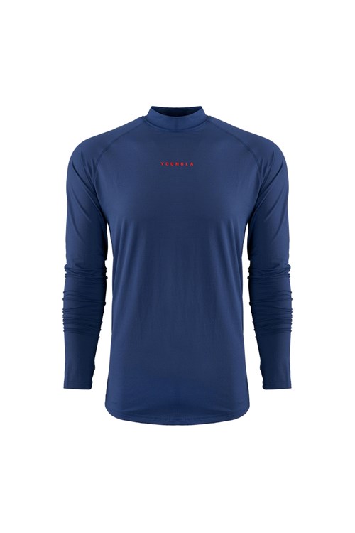 YoungLA 808 High Neck Compression Shirt Navy | 28136-LXIS