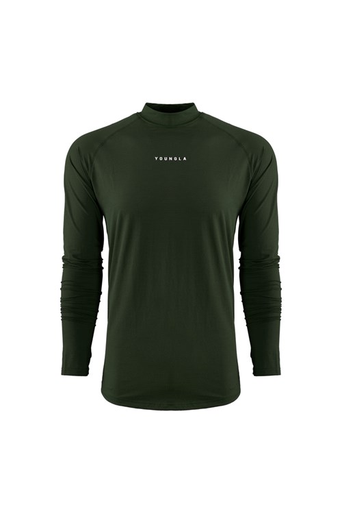 YoungLA 808 High Neck Compression Shirt Olivgrün | 35108-FBEK