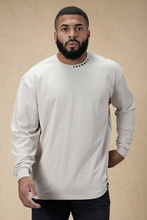 YoungLA 810 Trademark Longsleeves Sand | 84763-HLPR