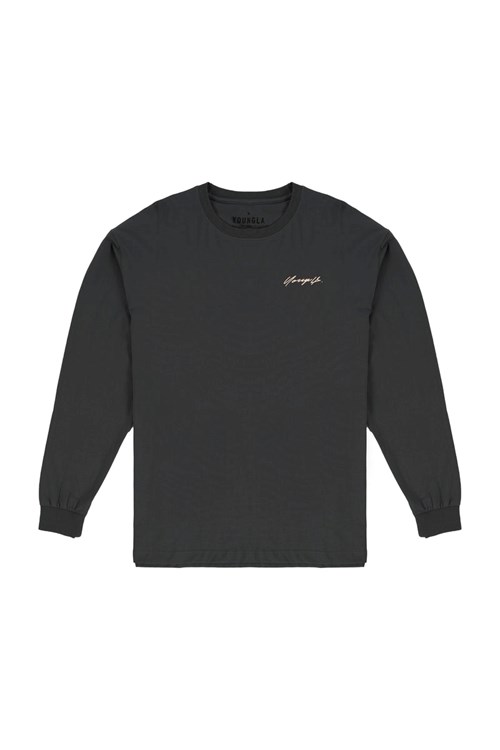 YoungLA 812 Signature Long Sleeves Schwarz Waschen | 69740-IOXK