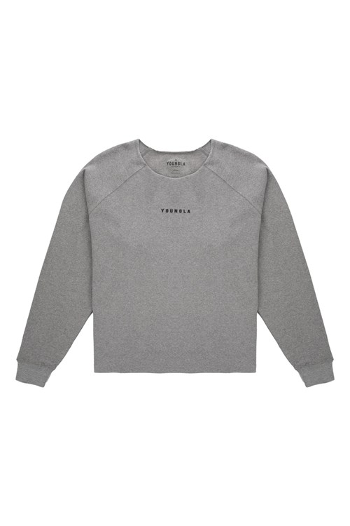 YoungLA 815 Raw Neck Cloud Longsleeves Grau | 82104-UOYD