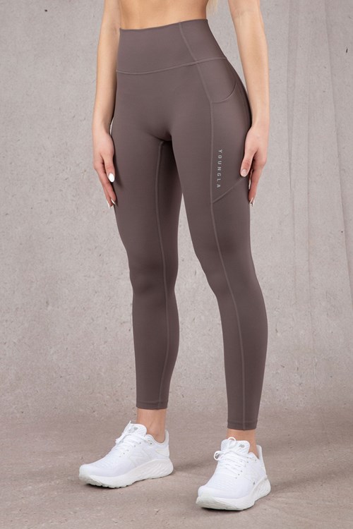 YoungLA W214 Power Leggings Plum Truffle | 35609-LQTW