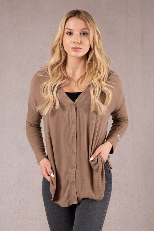 YoungLA W415 Café Cardigan Blonde Roast | 27514-ACEW