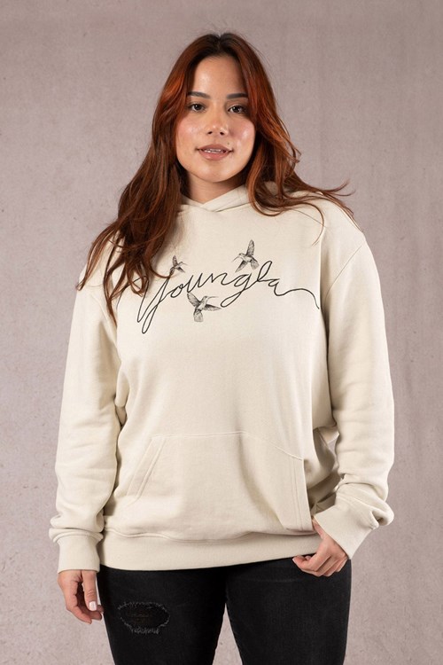 YoungLA W509 Hummingbird Oversized Hoodie Bone | 36715-UFCI