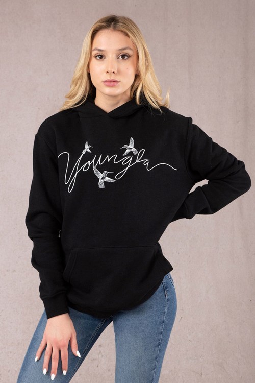 YoungLA W509 Hummingbird Oversized Hoodie Schwarz | 64593-IEUS